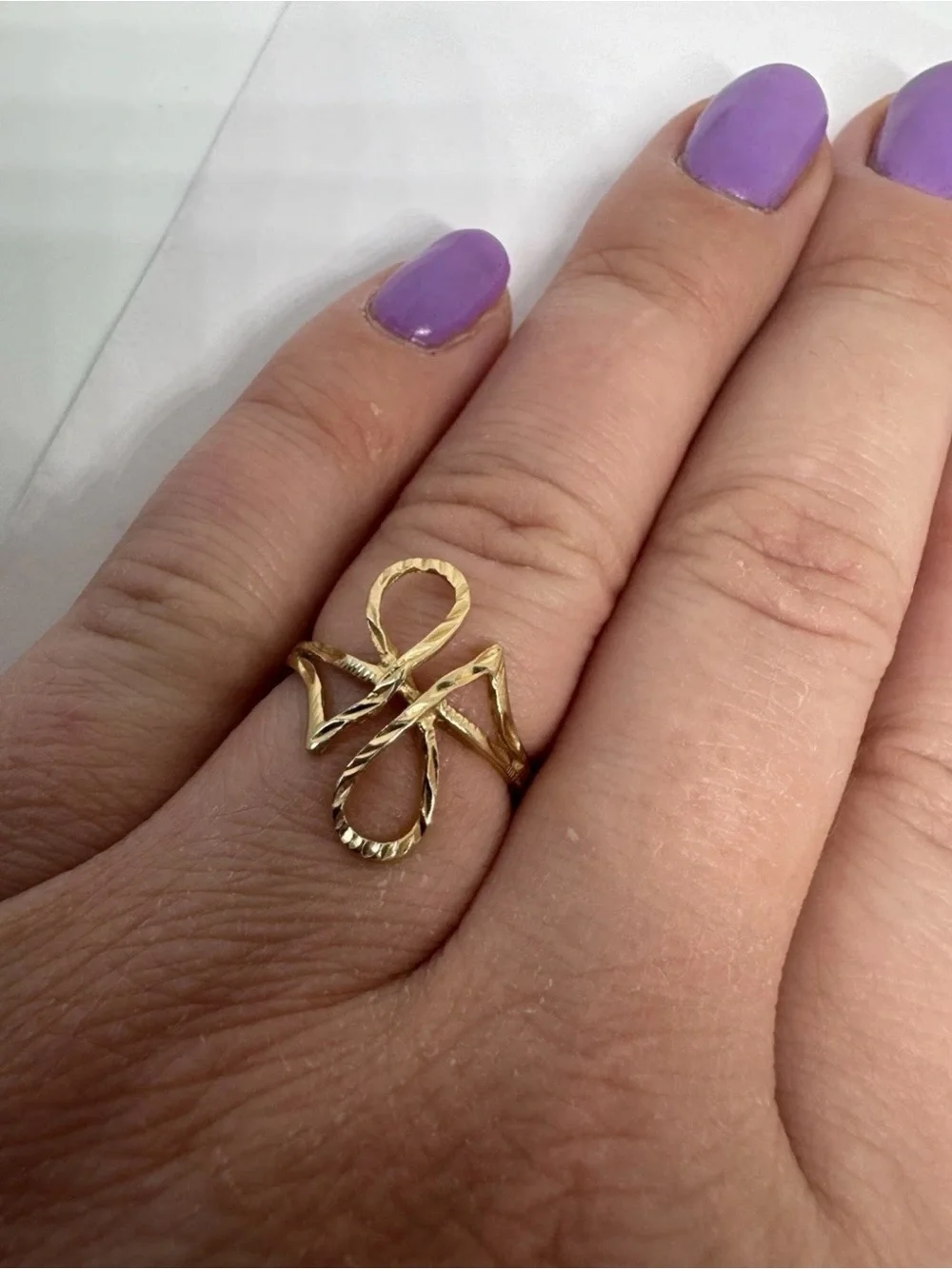 Vintage 14K 585 Yellow Gold Infinity Ring Size 6 Abstract Twisted Design